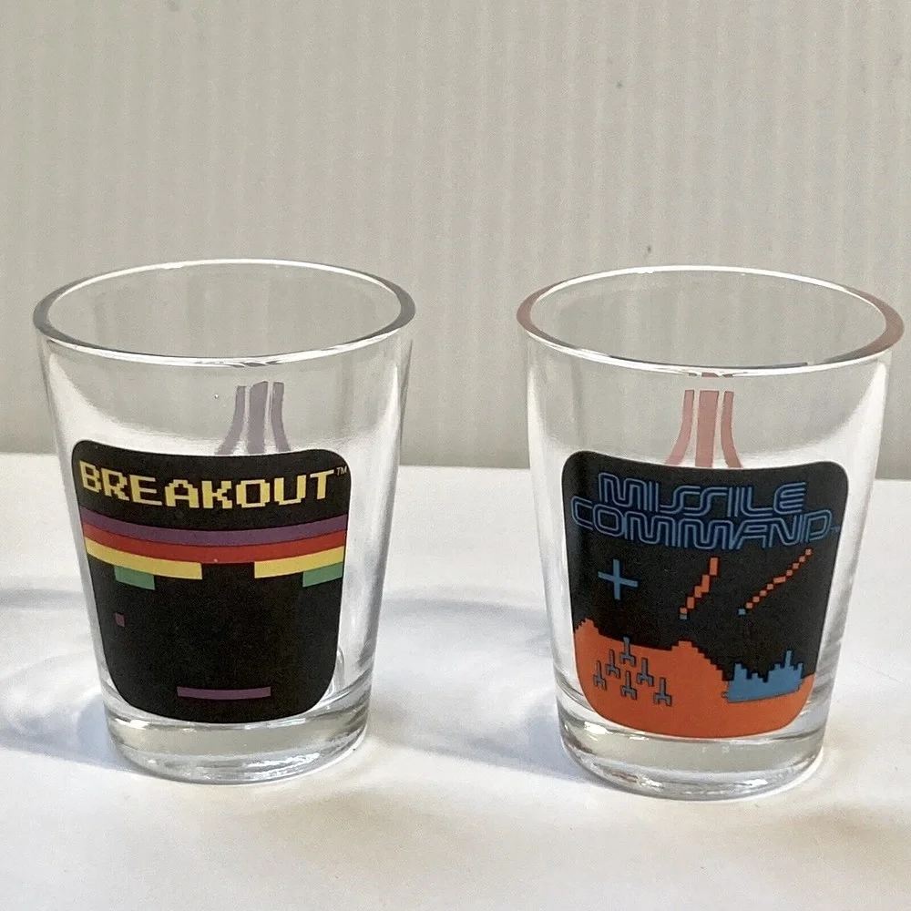 ATARI 2009 Collectible Shot Glasses Missile Command & Breakout Retro Game Merch